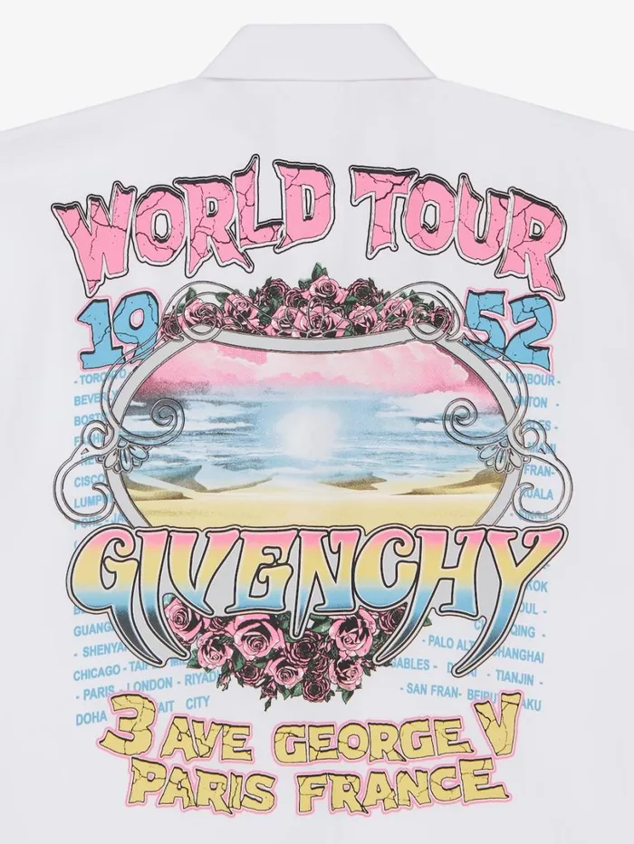 Givenchy Shirt In Poplin With GIVENCHY World Tour Print White Men Shirts