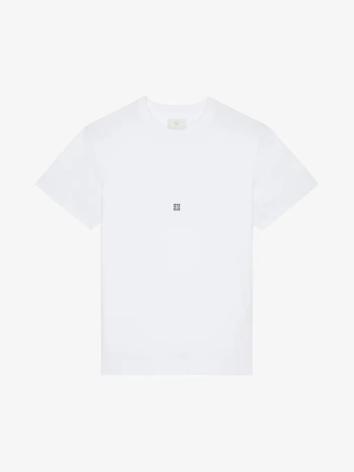 Givenchy Slim Fit Tshirt In Cotton With 4G Detail White Men TShirts