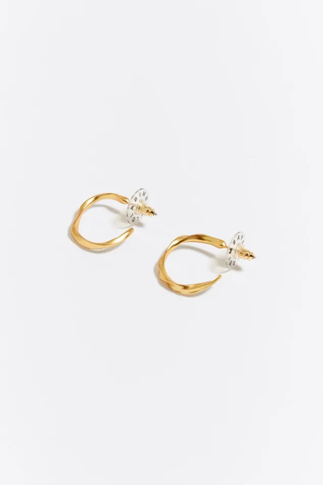 Golden Irregular Hoop Earrings Gold Women Bimba Y Lola Jewelry Golden Irregular Hoop Earrings Gold Women Bimba Y Lola Jewelry