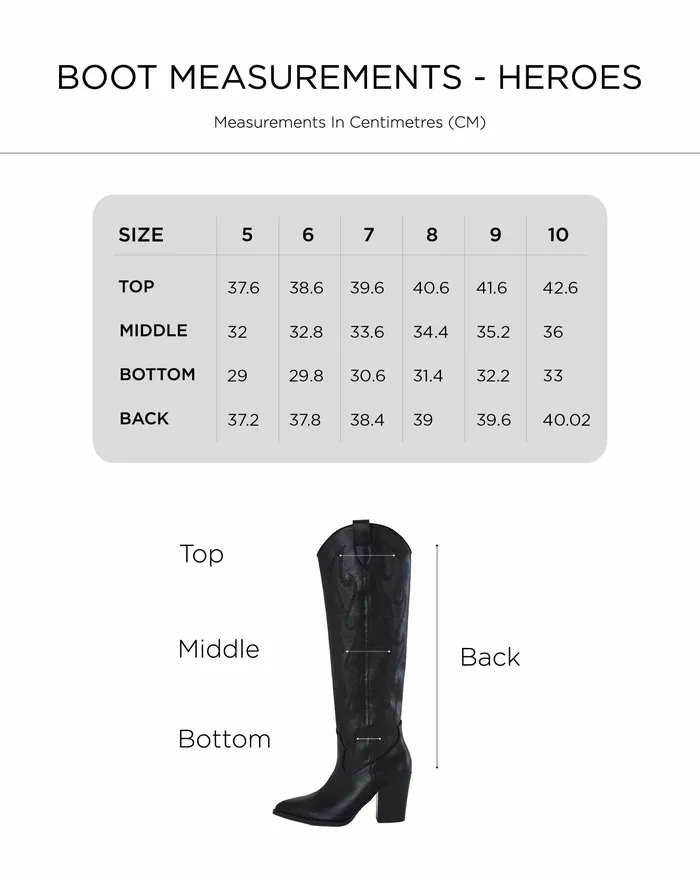 HEROES BLACK Long Boots Cowboy Boots NOVO Shoes Women