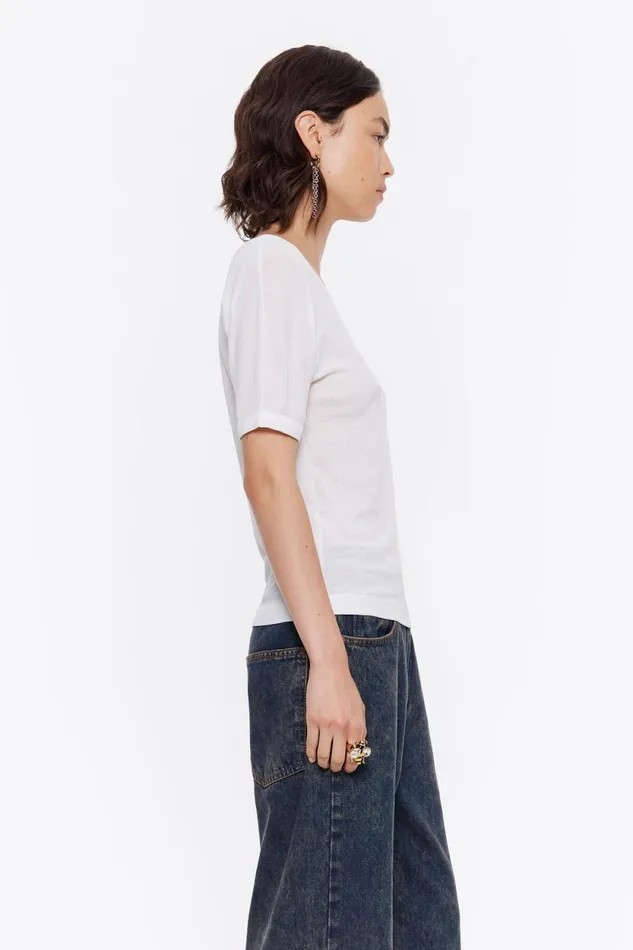 Ivory Fitted Tshirt Ivory Women Bimba Y Lola TShirts Ivory Fitted Tshirt Ivory Women Bimba Y Lola TShirts