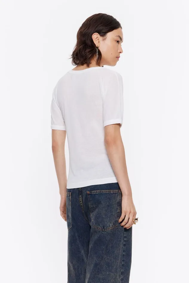 Ivory Fitted Tshirt Ivory Women Bimba Y Lola TShirts Ivory Fitted Tshirt Ivory Women Bimba Y Lola TShirts
