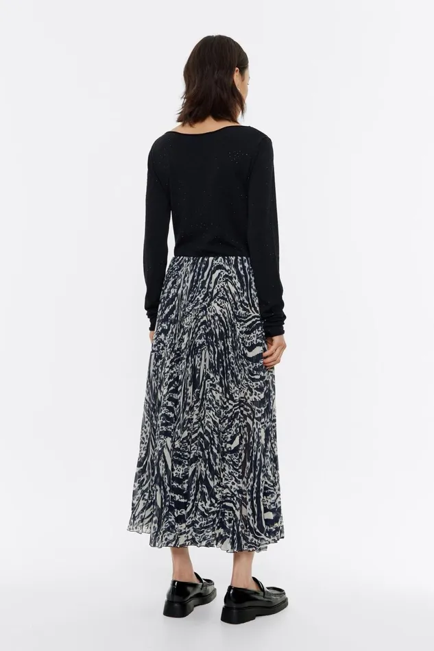 Ivory Pleated Zebra Midi Skirt Zebra Ivory Women Bimba Y Lola Skirts Ivory Pleated Zebra Midi Skirt Zebra Ivory Women Bimba Y Lola Skirts