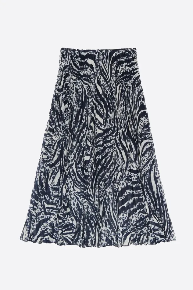 Ivory Pleated Zebra Midi Skirt Zebra Ivory Women Bimba Y Lola Skirts Ivory Pleated Zebra Midi Skirt Zebra Ivory Women Bimba Y Lola Skirts