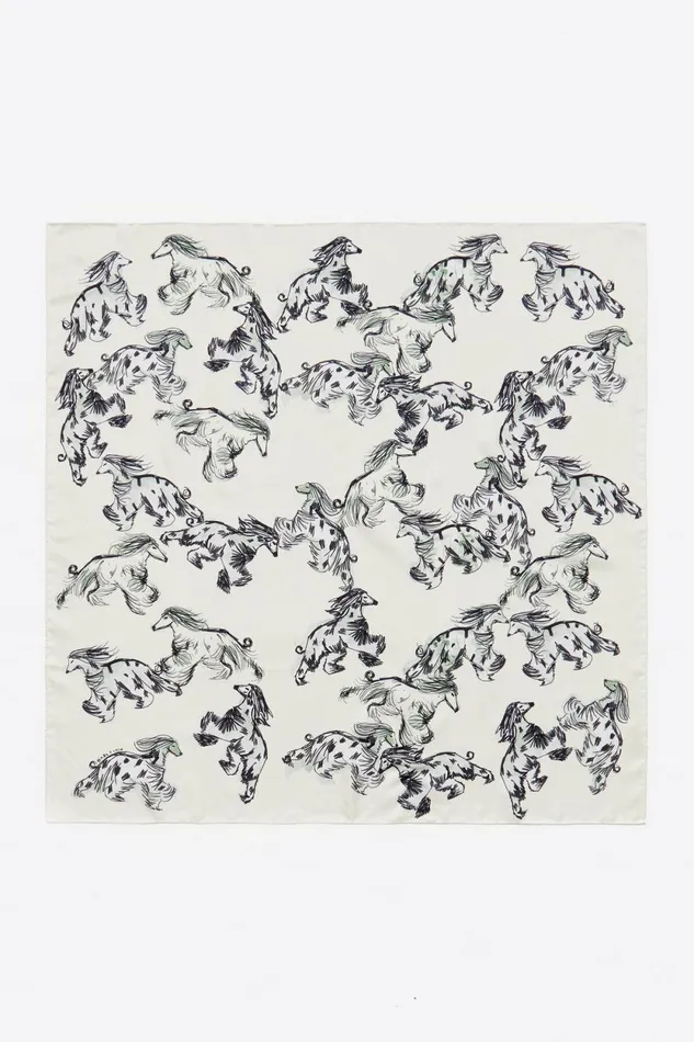 Ivory Silk Greyhounds Scarf Ivory Women Bimba Y Lola Scarves