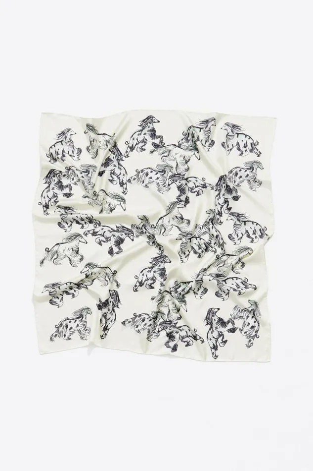 Ivory Silk Greyhounds Scarf Ivory Women Bimba Y Lola Scarves
