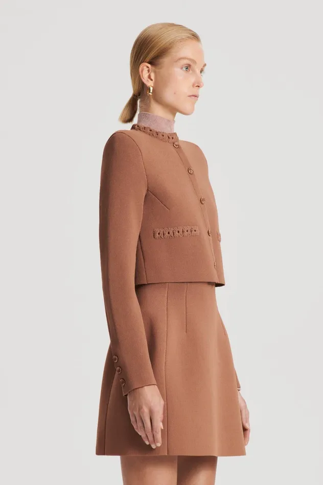 Jackets Women Scanlan Theodore CREPE KNIT DAISY CROP JACKET Spice Jackets Women Scanlan Theodore CREPE KNIT DAISY CROP JACKET Spice