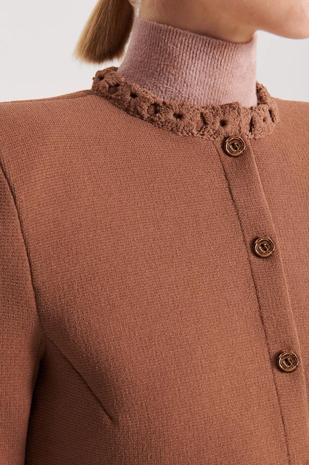 Jackets Women Scanlan Theodore CREPE KNIT DAISY CROP JACKET Spice Jackets Women Scanlan Theodore CREPE KNIT DAISY CROP JACKET Spice
