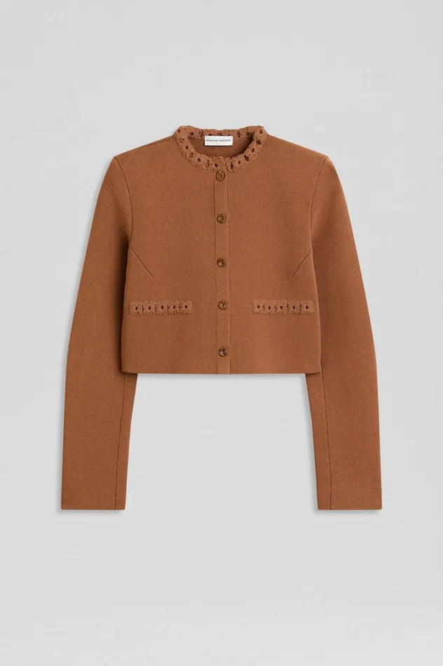 Jackets Women Scanlan Theodore CREPE KNIT DAISY CROP JACKET Spice Jackets Women Scanlan Theodore CREPE KNIT DAISY CROP JACKET Spice