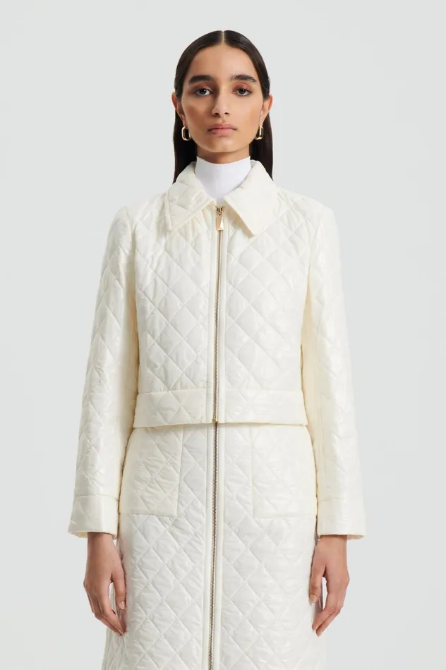 Jackets Women Scanlan Theodore QUILTED JACKET White Jackets Women Scanlan Theodore QUILTED JACKET White