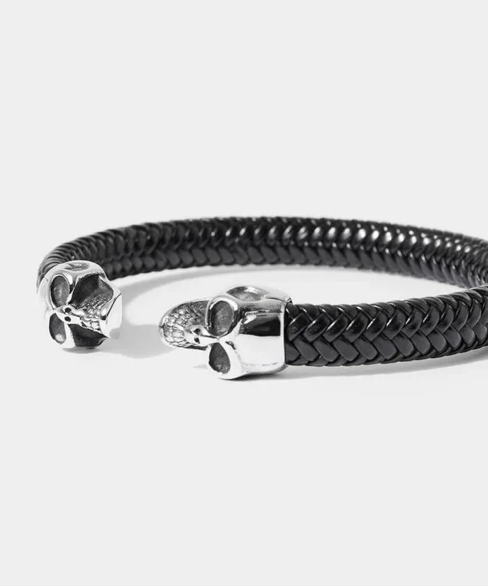 Joe Browns Accessories and Jewellery Men Ivar Double Skull Bracelet Black Joe Browns Accessories and Jewellery Men Ivar Double Skull Bracelet Black