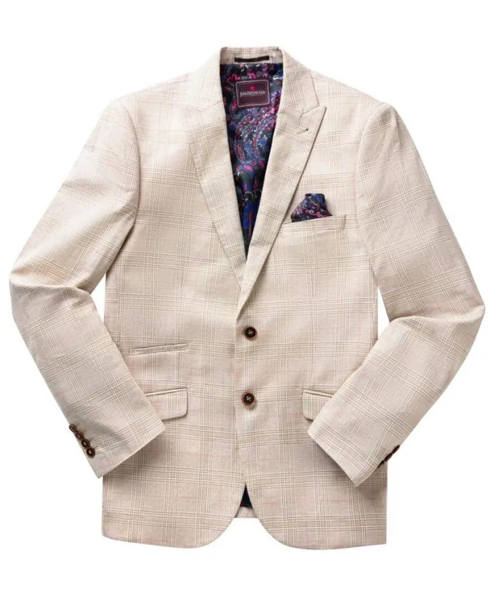 Joe Browns Coats and Jackets Men Delightful Check Blazer Cream Joe Browns Coats and Jackets Men Delightful Check Blazer Cream