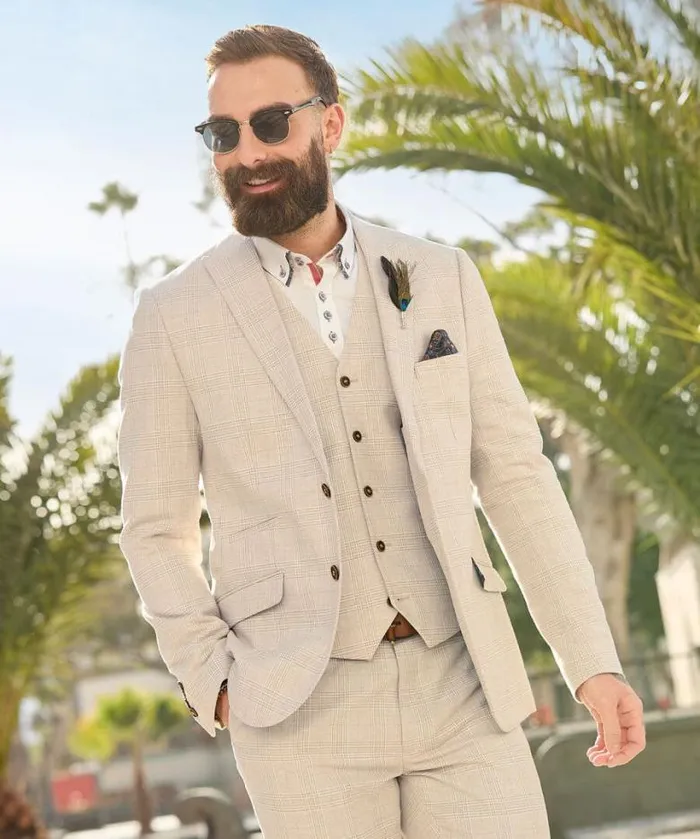 Joe Browns Coats and Jackets Men Delightful Check Blazer Cream Joe Browns Coats and Jackets Men Delightful Check Blazer Cream
