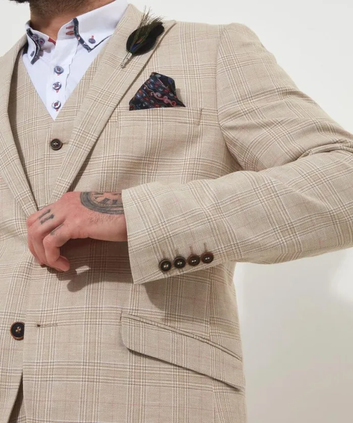 Joe Browns Coats and Jackets Men Delightful Check Blazer Cream Joe Browns Coats and Jackets Men Delightful Check Blazer Cream