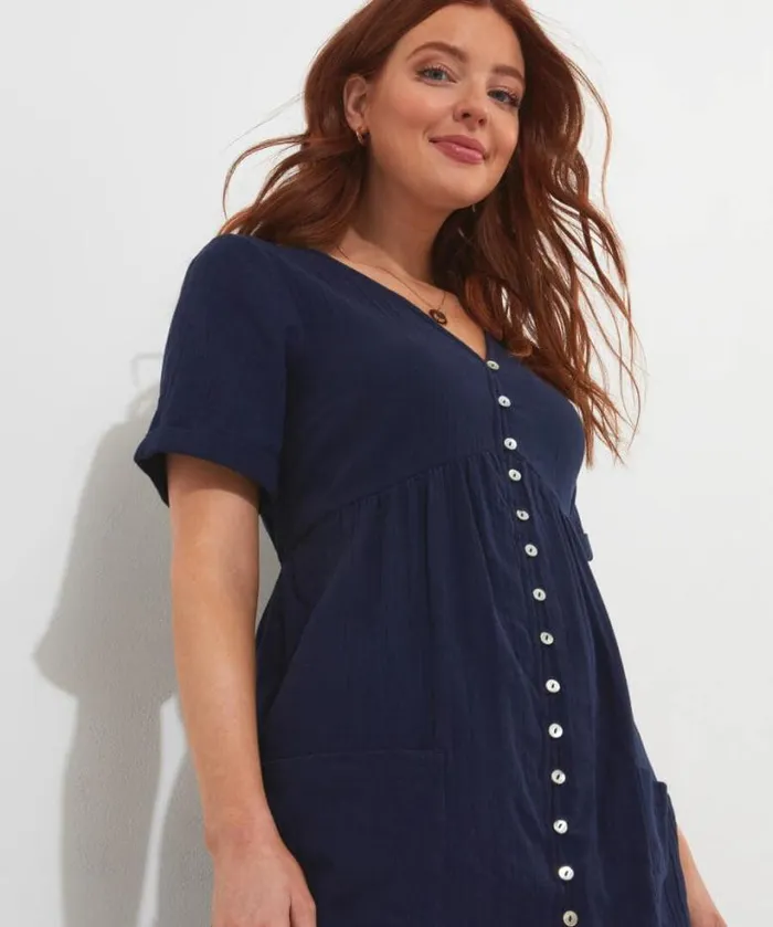 Joe Browns Tops Tunics and Blouses Women Crinkle Cotton Tunic Navy Joe Browns Tops Tunics and Blouses Women Crinkle Cotton Tunic Navy
