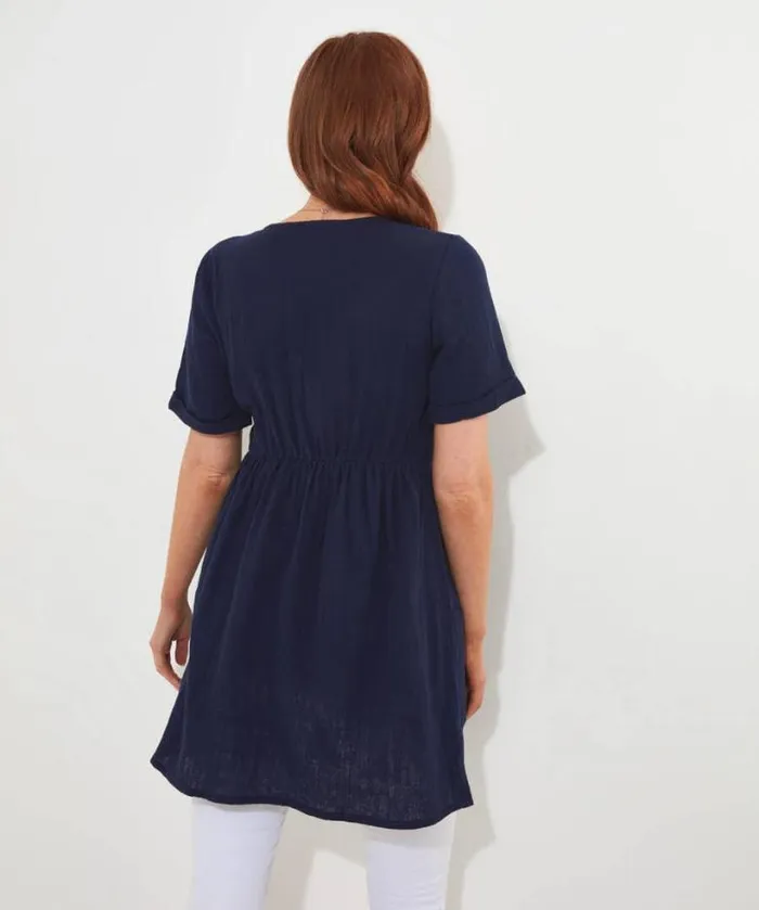 Joe Browns Tops Tunics and Blouses Women Crinkle Cotton Tunic Navy Joe Browns Tops Tunics and Blouses Women Crinkle Cotton Tunic Navy