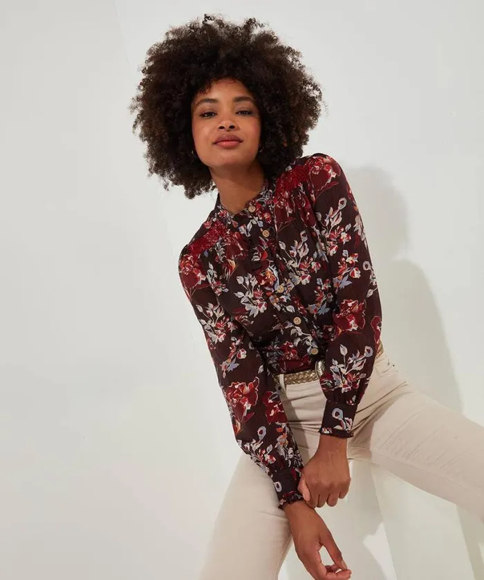 Joe Browns Tops Tunics and Blouses Women Prettiest Floral Blouse And Cami Aubergine