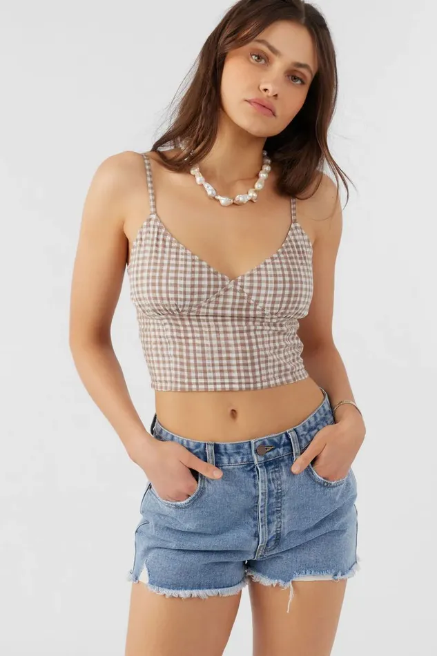 KALIA CECE GINGHAM TOP Deep Taupe Women O039NEILL Collections