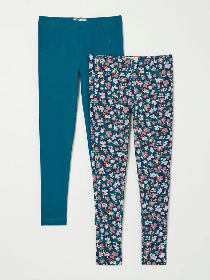 Kids Jeans and Leggings Fat Face Teal Blue 2 Pack Butterfly Legging