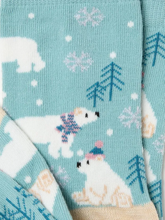 Kids Socks Fat Face Aqua Blue Polar Bear Socks 1 Pack Kids Socks Fat Face Aqua Blue Polar Bear Socks 1 Pack