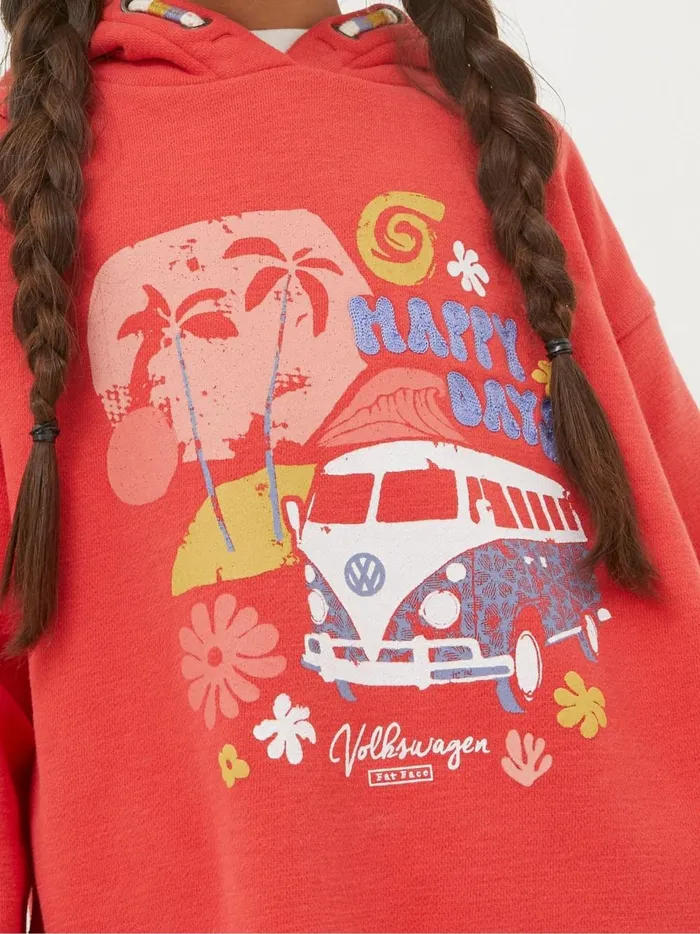 Kids Sweatshirts and Hoodies Fat Face Textured Stripe Red Popover Hoodie
