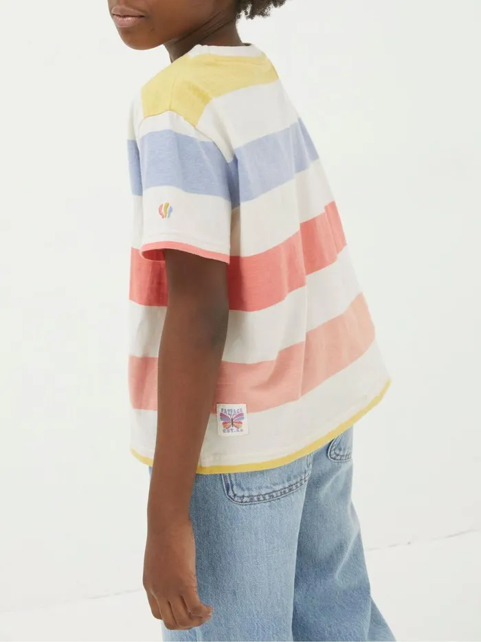 Kids Tops and TShirts Fat Face Natural Block Stripe TShirt