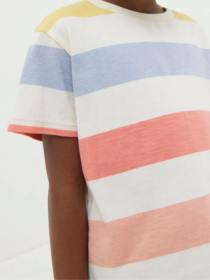 Kids Tops and TShirts Fat Face Natural Block Stripe TShirt