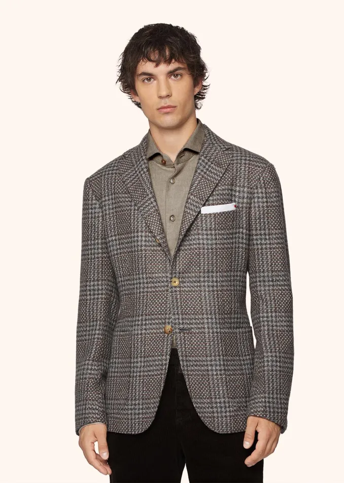 Kiton Jackets GLEN PLAID CASHMERE BLEND BLAZER 8211 Men Kiton Jackets GLEN PLAID CASHMERE BLEND BLAZER 8211 Men
