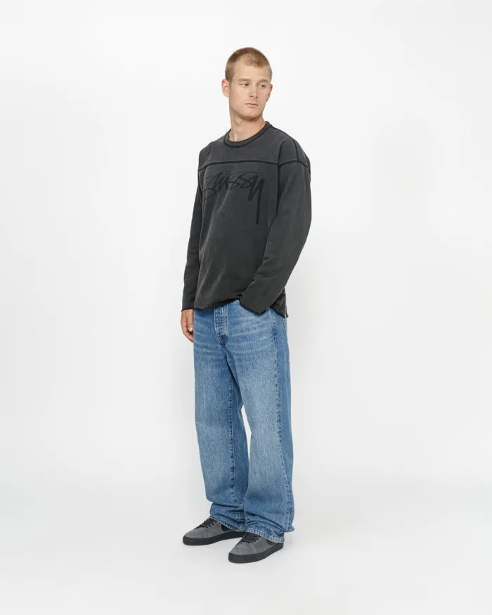 Knits MenWomen Stussy FOOTBALL CREW PIGMENT DYED COTTON