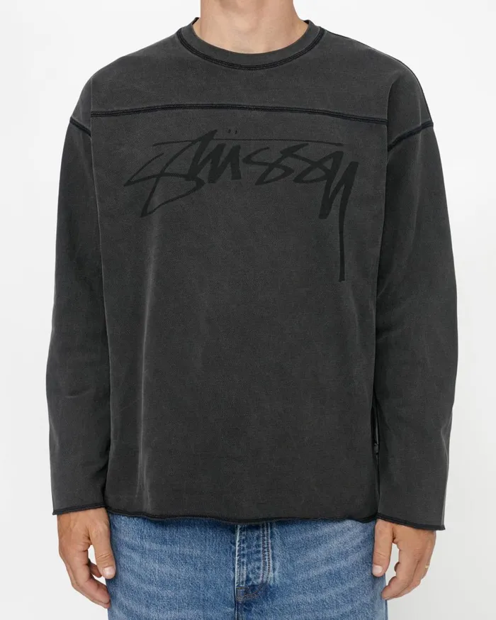 Knits MenWomen Stussy FOOTBALL CREW PIGMENT DYED COTTON
