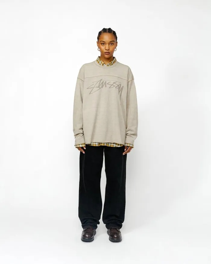Knits MenWomen Stussy FOOTBALL CREW PIGMENT DYED COTTON