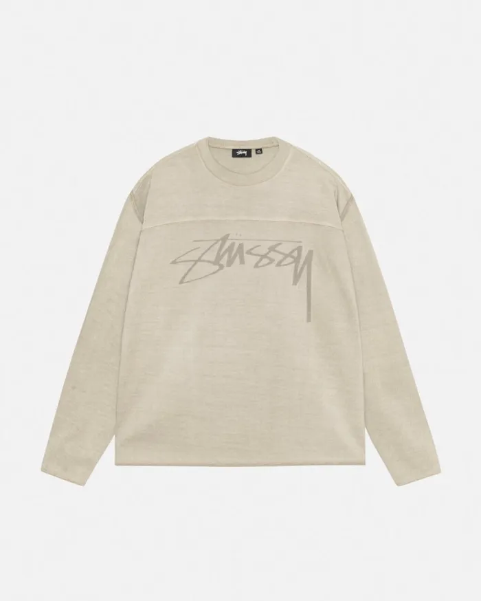Knits MenWomen Stussy FOOTBALL CREW PIGMENT DYED COTTON