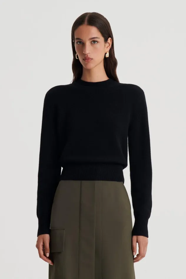 Knitwear Women Scanlan Theodore CASHMERE CREW SWEATER Black
