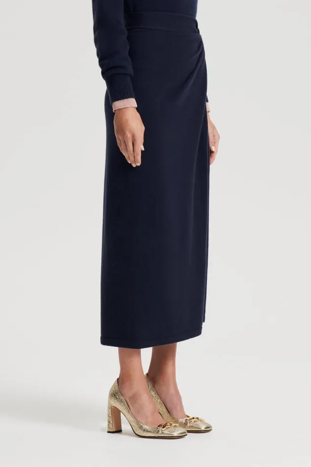 Knitwear Women Scanlan Theodore CASHMERE SARONG SKIRT Navy