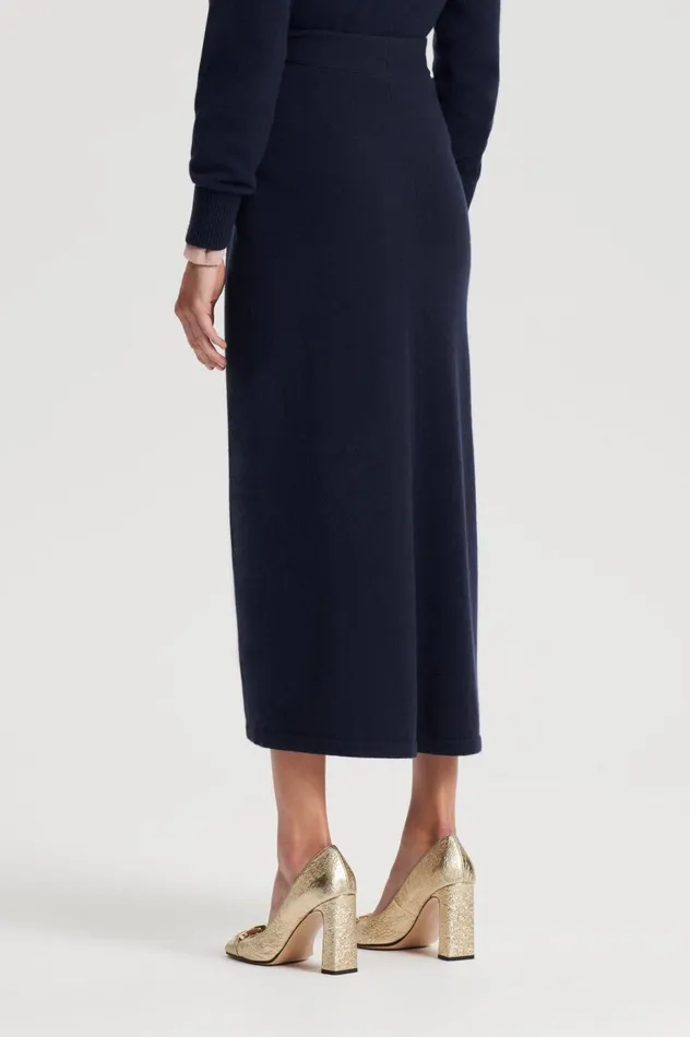 Knitwear Women Scanlan Theodore CASHMERE SARONG SKIRT Navy