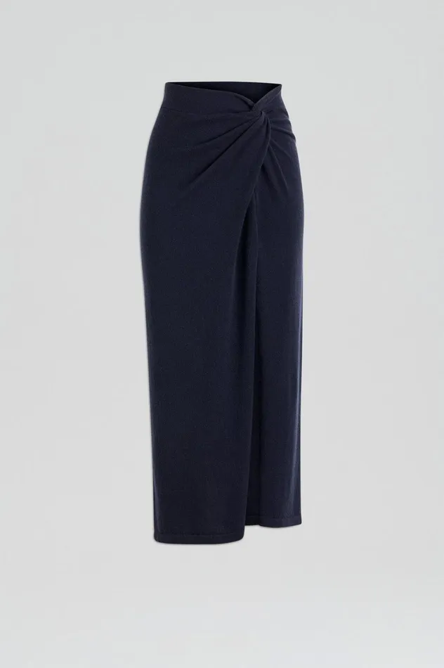 Knitwear Women Scanlan Theodore CASHMERE SARONG SKIRT Navy