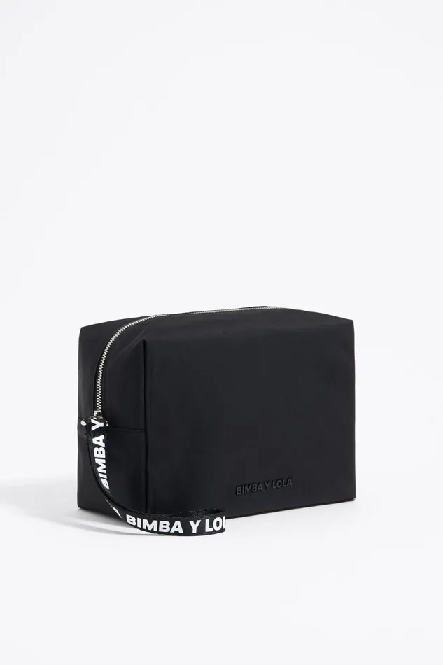 Large Black Nylon Makeup Case Black Women Bimba Y Lola Vanity Pouches