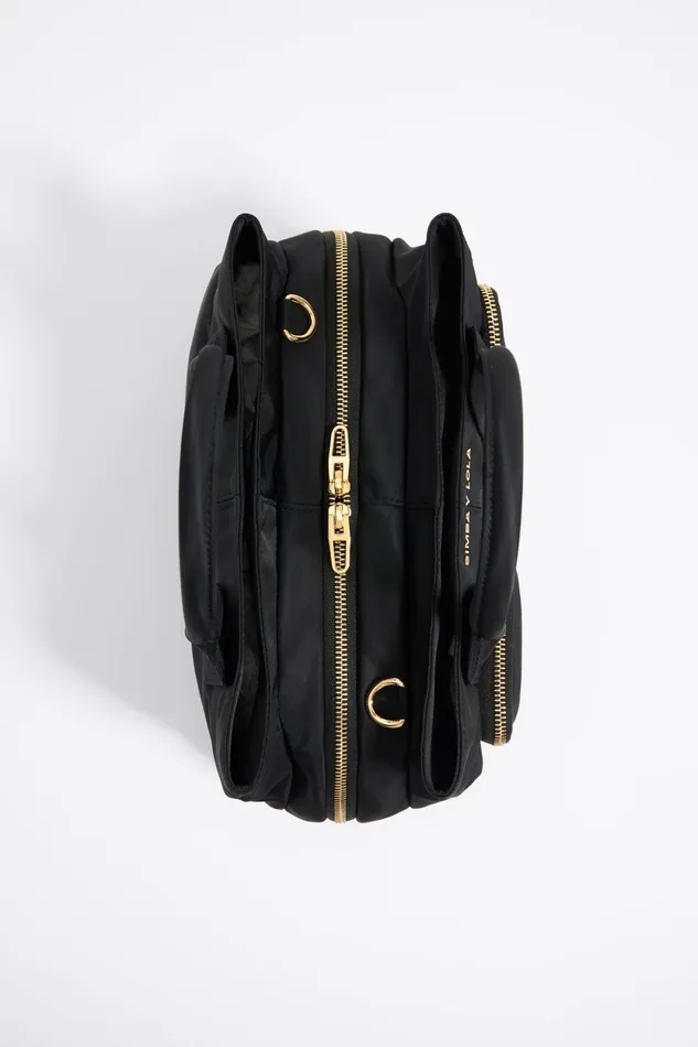 Large Black Nylon Pocket Handbag Black Women Bimba Y Lola Crossbody Bags