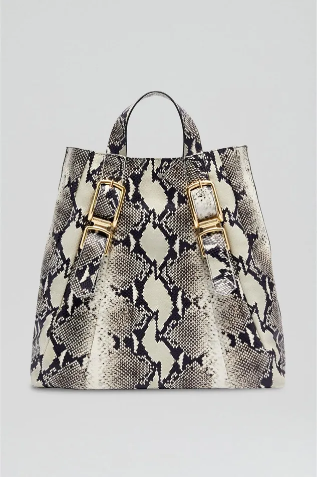 Leather Women Scanlan Theodore LEATHER REPTILE BAG Stone Leather Women Scanlan Theodore LEATHER REPTILE BAG Stone