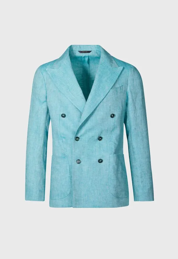 Linen Double Breasted Jacket Blue Mens Blazers and Jackets Paulstuart