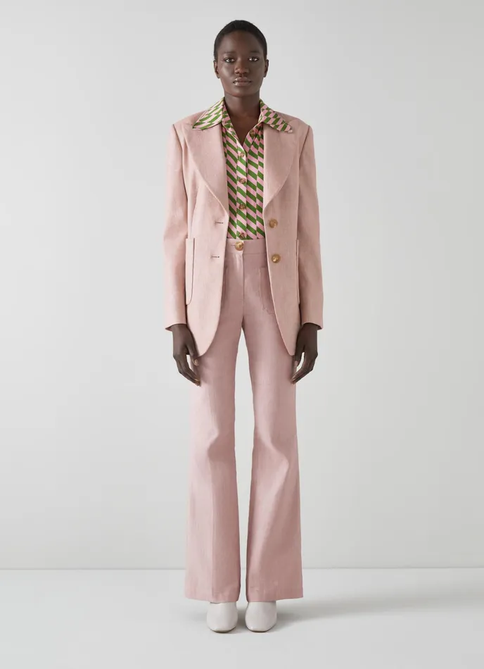 LK Bennett Avery Pink Italian LinenCotton Jacket Women Coats and Jackets