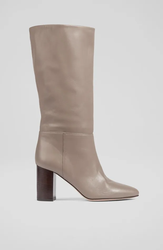 LK Bennett Brogan Wine Leather Slouchy Knee Boots Women Boots