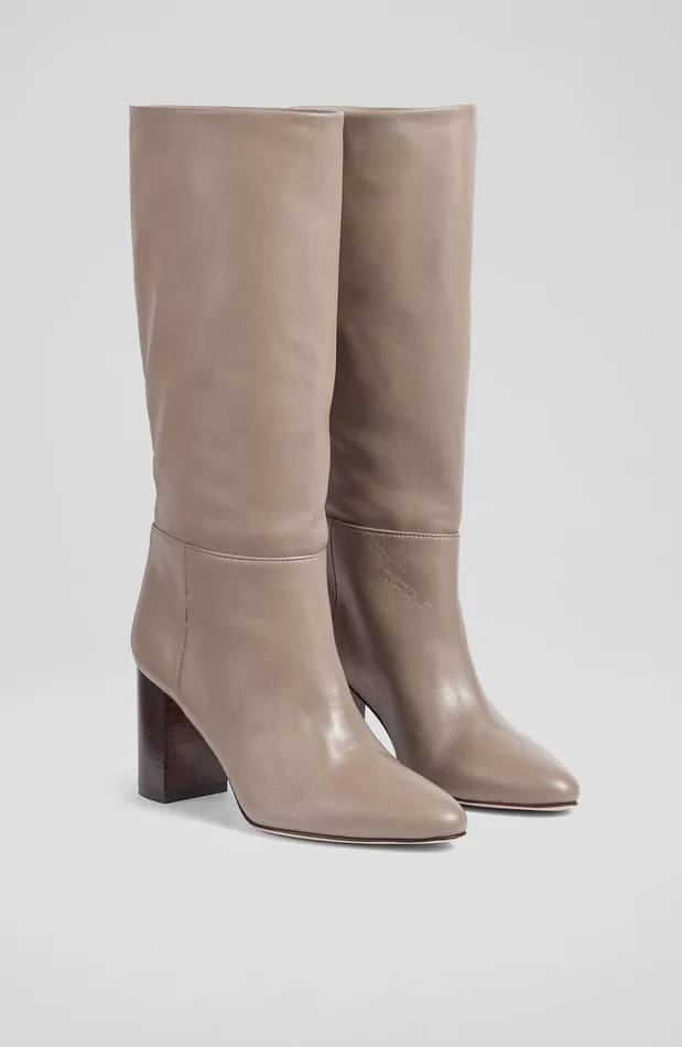 LK Bennett Brogan Wine Leather Slouchy Knee Boots Women Boots