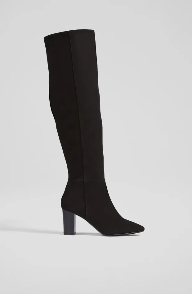 LK Bennett Courtney Black Suede OverTheKneeBoots Women Boots