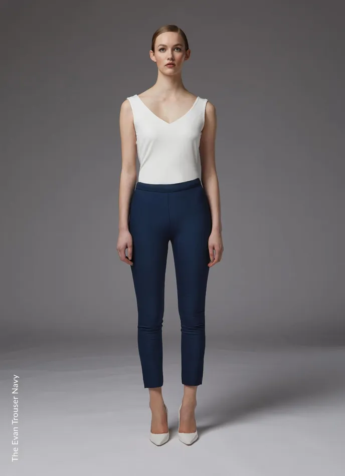 LK Bennett Evan Black Crepe SlimCut Trousers Women Trousers