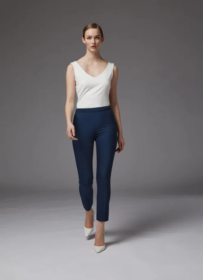 LK Bennett Evan Black Crepe SlimCut Trousers Women Trousers