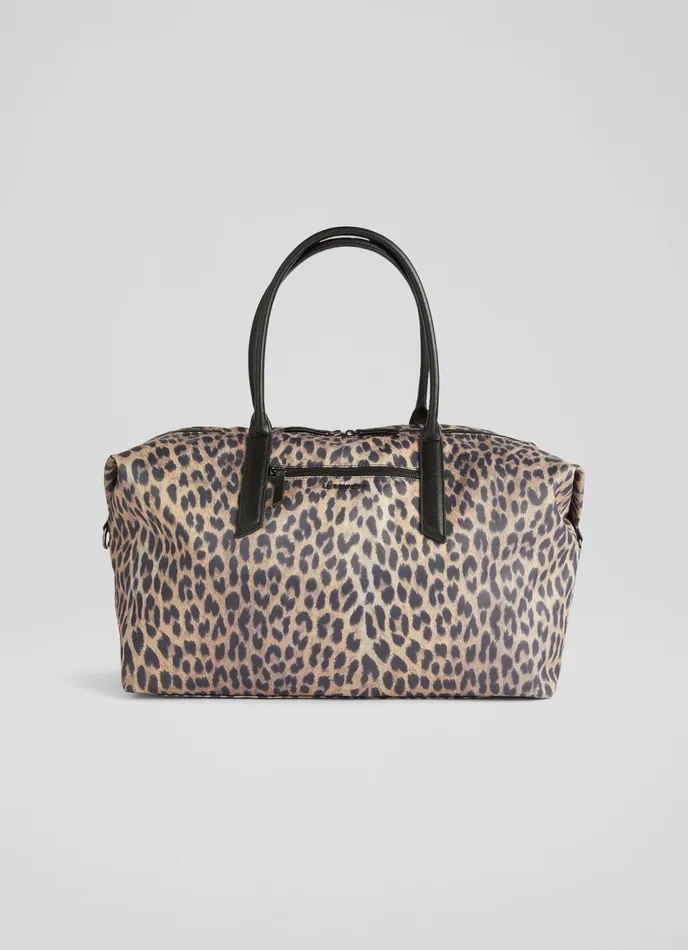 LK Bennett Mayla Leopard Print Nylon Weekend Bag Women Tote Bags