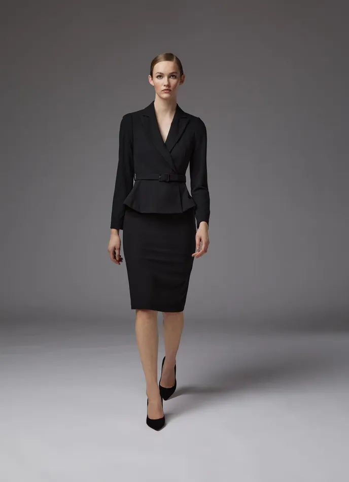 LK Bennett Nina Black Peplum Jacket Women Coats and Jackets
