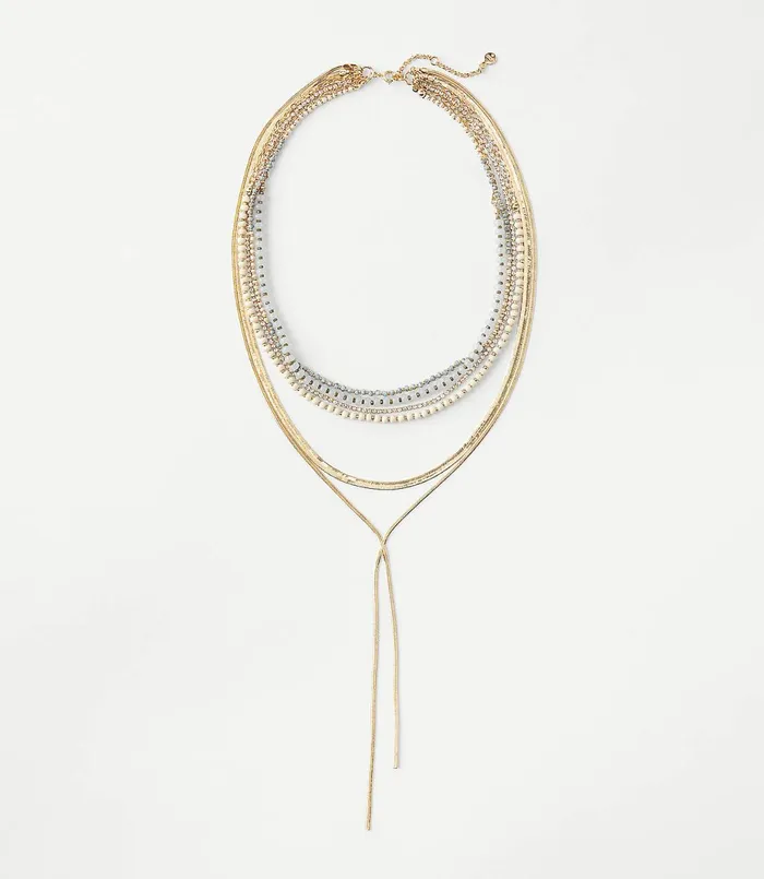 LOFT Beaded Layered Necklace Gold Women Jewelry