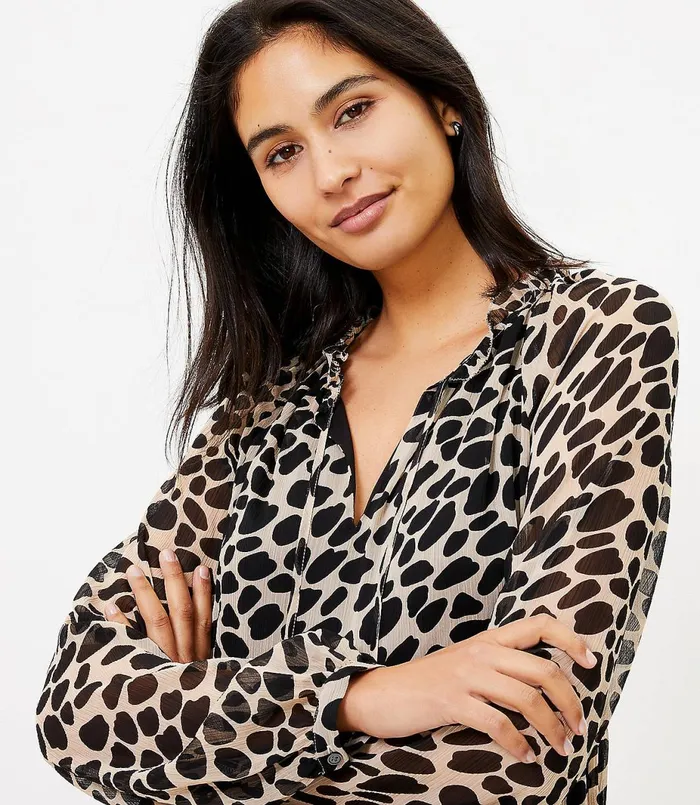 LOFT Cheetah Print Tiered Swing Dress Black Women Swing Dresses